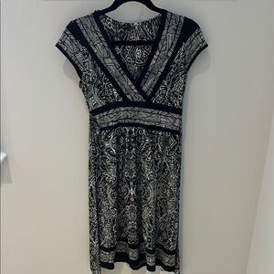 Black and white stretch empire waist or maternity/nursing dress size small